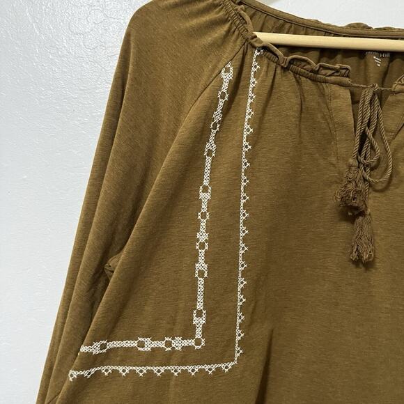 Garnet Hill Embroidered Peasant Tassel Top Size M Prairie Cottage Folklore - Picture 5 of 7